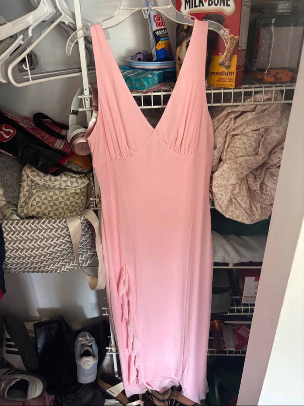 Light Pink V-Neck Slip Dress
